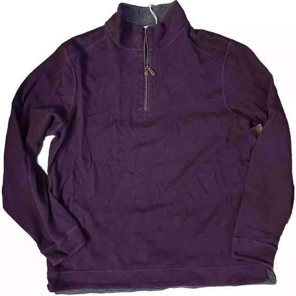 Tommy Bahama L Sweater Reversible Pullover Flip Side Pro Half Zip Purple - Picture 1 of 6